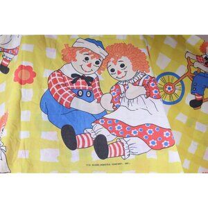 1970s Raggedy Ann & Andy Twin Sheet Cutter Fabric Bobbs-Merrill Appx 63 x 104"